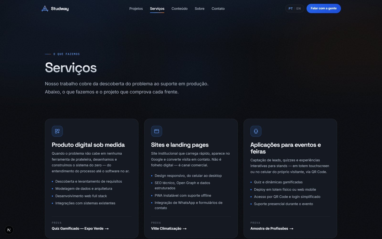 Página de serviços