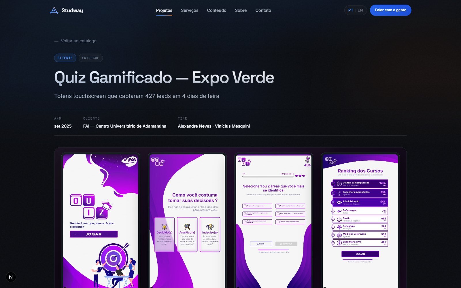 Página de projeto, com galeria
