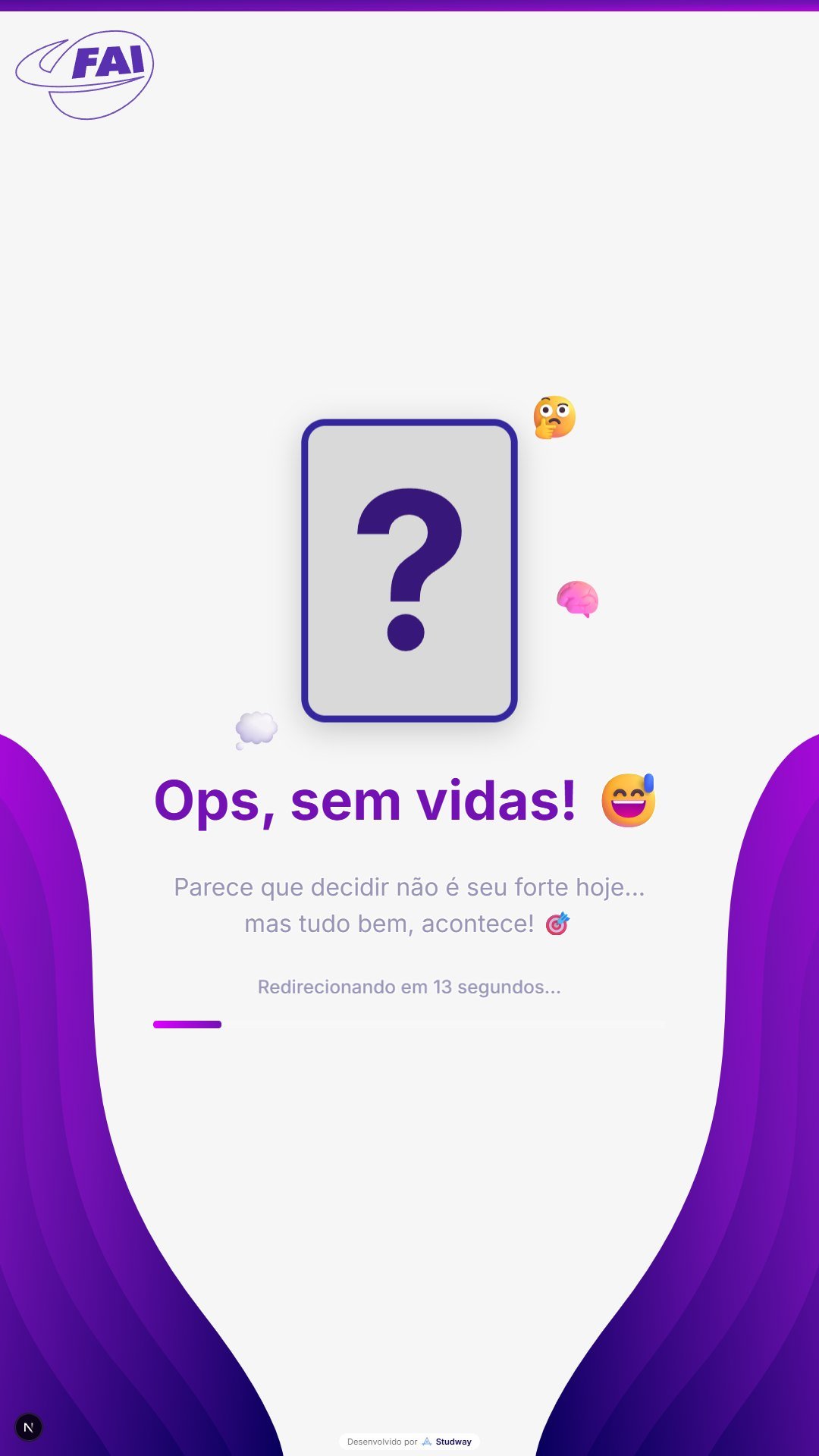 Tela de vidas esgotadas
